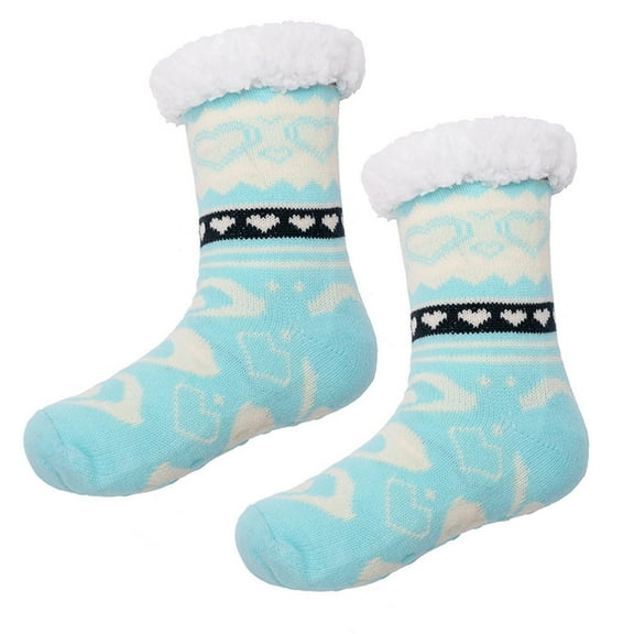 DQRPSEETB Ladies Warm Heart Print Floor Socks Plush Coral Socks Slipper Socks Ankle Socks Women,Golf Socks Sky Blue