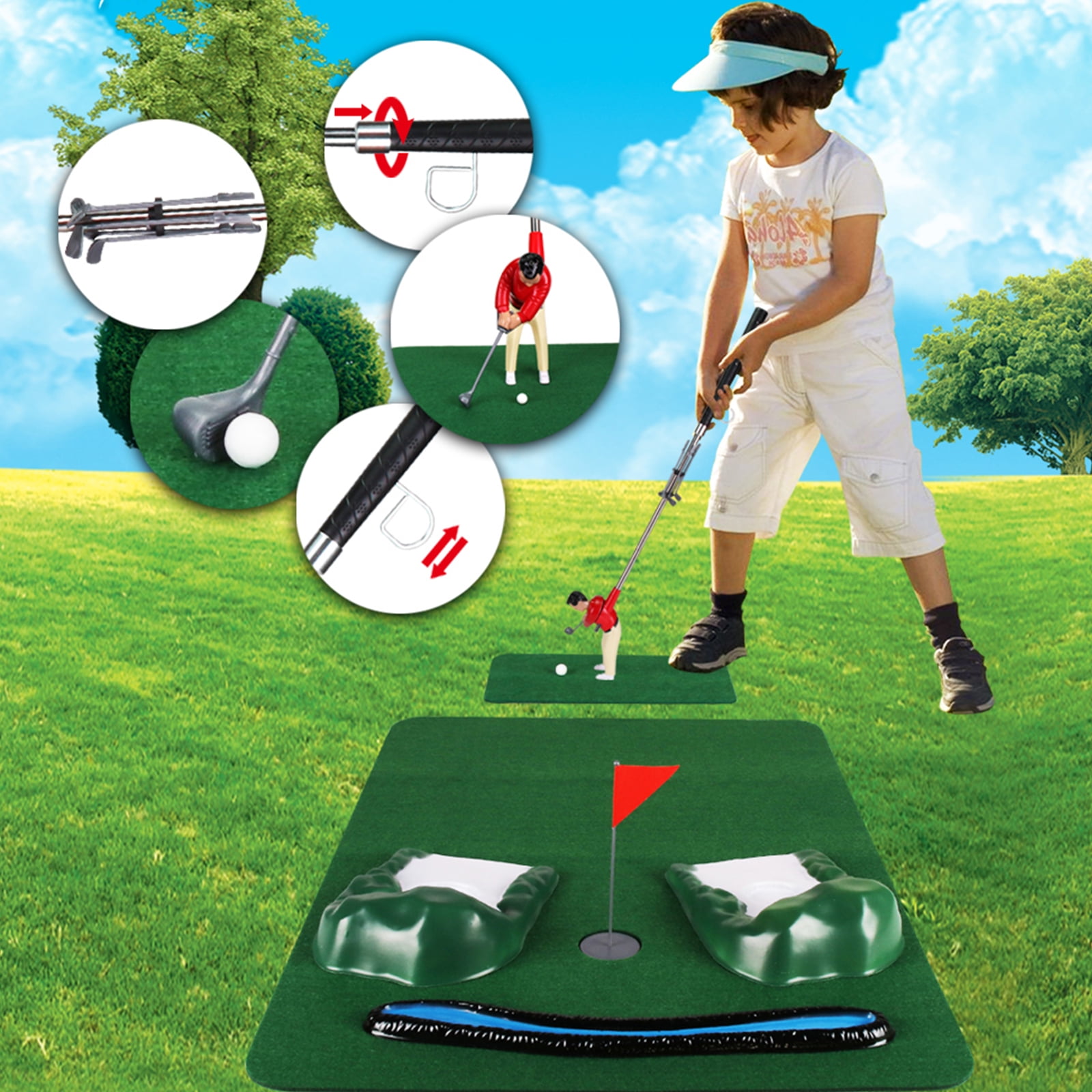 Mini Indoor Golfer Player, Golf Putting Game Competition Pack (Red