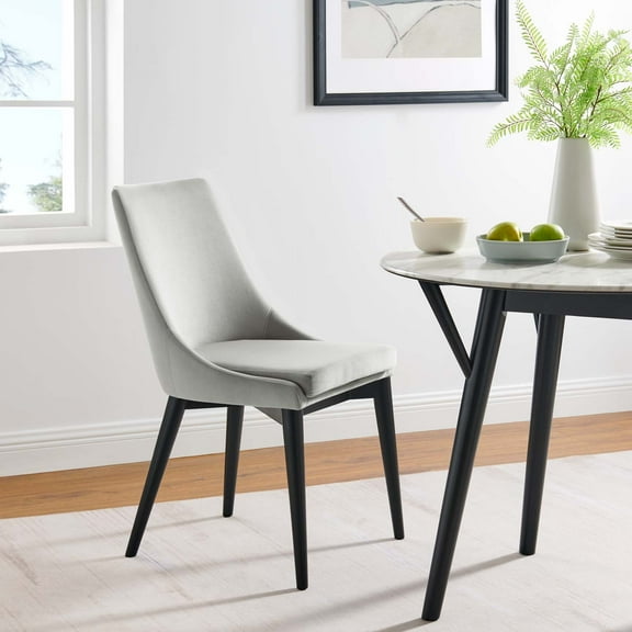 Modway Viscount Performance Velvet Dining Chair in Light Gray