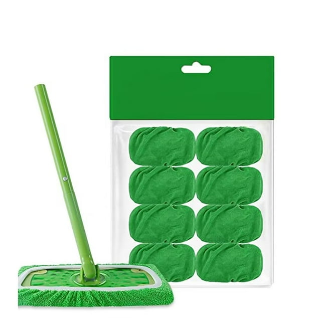 SWiffer Drag - Paño de arrastre plano - Paño de esponja absorbente de repuesto Cubierta de tela para el hogar húmeda y seca Doble SpinDrap - Paño grande de 8 piezas