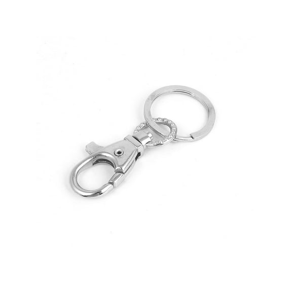 Unique Bargains 30mm Dia Silver Tone Metal Swivel Lobster Buckle Clasp Clip Keyring Ring Keychain