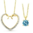 thumbnail image 4 of Gem Stone King 0.65 Ct Round Swiss Blue Topaz 18K Yellow Gold Plated Silver Pendant With Chain, 4 of 5