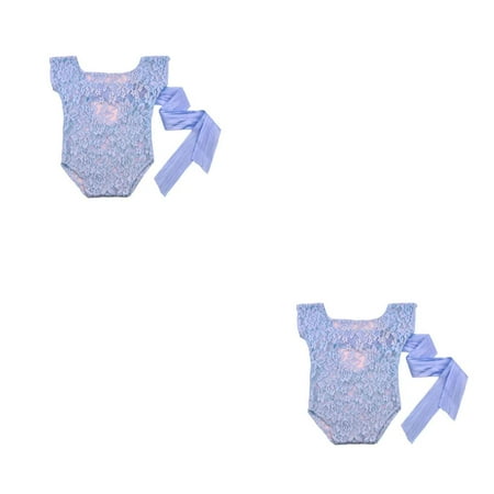 

wrea 2pcs Newborn Photography Props Baby Lace Romper Studio Photography Accessories Back Tie Girls Outfit