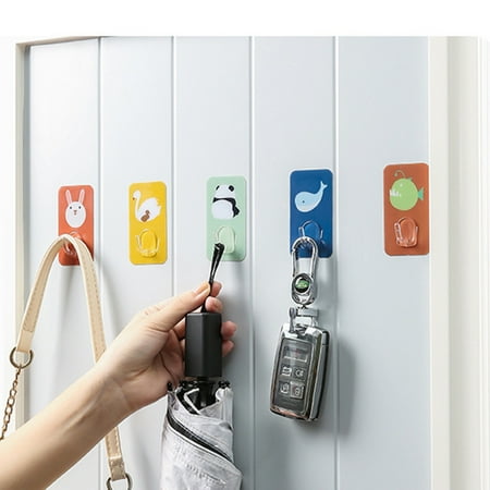 

SunSunrise 1 Set Hanger Hook Multi-use Punch-free PC Cute Animal Pattern Wall Mount Wall Hook for Living Room