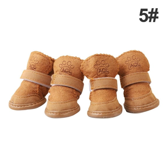 Pet Winter Boots for Small Dogs-Suede Fleece-Lined Snow Boots with TPR Anti-Slip Sole, 4-Pack