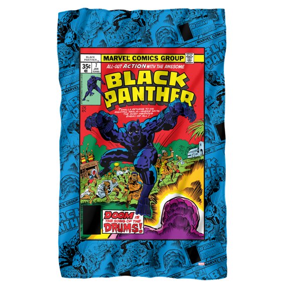 Black Panther Blanket, 36"x58" Black Panther No.7 Comic Cover Fleece Blanket