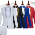 thumbnail image 3 of Disfraz de hombre adulto con cuello alto y lentejuelas, disfraz de cantante, presentador, coro de escenario, traje de hombre, 3 of 6