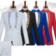 thumbnail image 2 of Disfraz de hombre adulto con cuello alto y lentejuelas, disfraz de cantante, presentador, coro de escenario, traje de hombre, 2 of 5