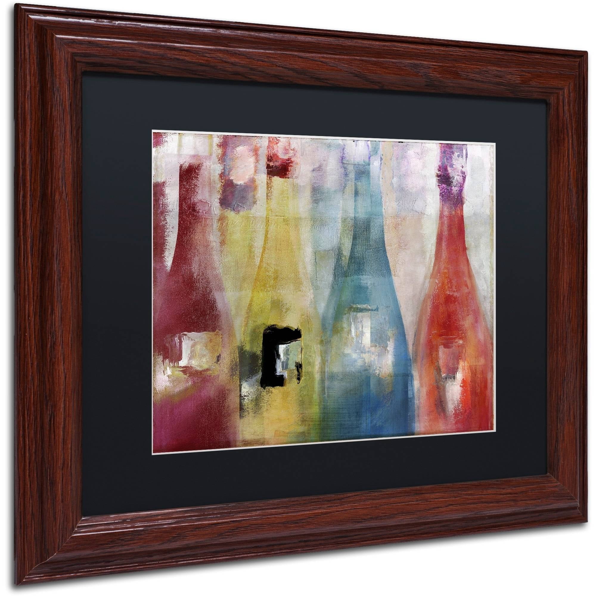 Trademark Fine Art "Bouteilles II" Canvas Art by Color Bakery Black Matte, Wood Frame