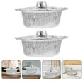 thumbnail image 3 of 2Pcs Tinfoil Pots Silver 11.1x7.9x2.8in for Barbecue Pot Roasting Tin with Lid Camping Cooking, 3 of 9
