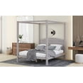 thumbnail image 4 of EUROCO Wood Queen Size Canopy Bed, Solid Wood Platform Bed with Headboard for Kids Bedroom, Gray, 4 of 10