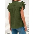 thumbnail image 4 of FreshPretty Casual Summer Tops for Women Short Ruffle Sleeves Shirts Crew Neck Hollow Out Lace Embroidered Blouses, 4 of 7