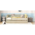 thumbnail image 5 of Full Size Wood Platform Bed with Trundle and Fence Guardrails, Natural (for Bedroom), 5 of 18