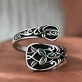 thumbnail image 4 of LICEWO Nature Themed Adjustable Leaf Shaped Ring Green Marble Stone Vintage Jewelry Art Nouveau Spoon Ring For Everyday Wear, 4 of 8