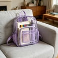 thumbnail image 5 of Backpack Clear PVC Stadium Approved Transparent See Through Book Bag Lightweight Waterproof 10.2in Sports Concert Travel Daypack by MPOISVA, 5 of 7