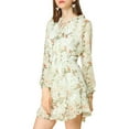 thumbnail image 1 of INSPIRE CHIC Robe en Mousseline à Taille Smockée à Imprimé Floral Vintage pour Femme, 1 of 7