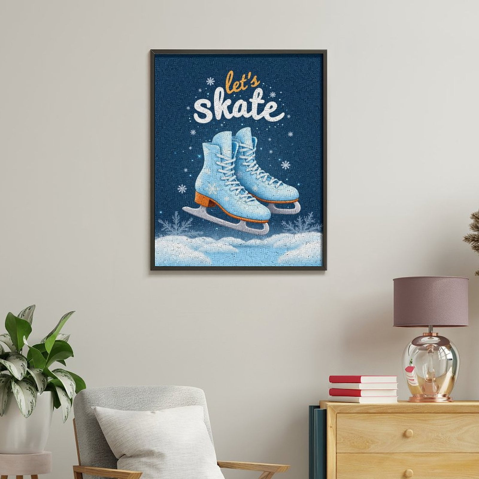 Paint by Numbers Kit for Adults, Ice Skating Winter Fun Paint by Numbers, Easy Paint by Numbers Kit for Adults Beginner, DIY Adult Paint by Number Kits on Canvas, 12x16in Home Decor