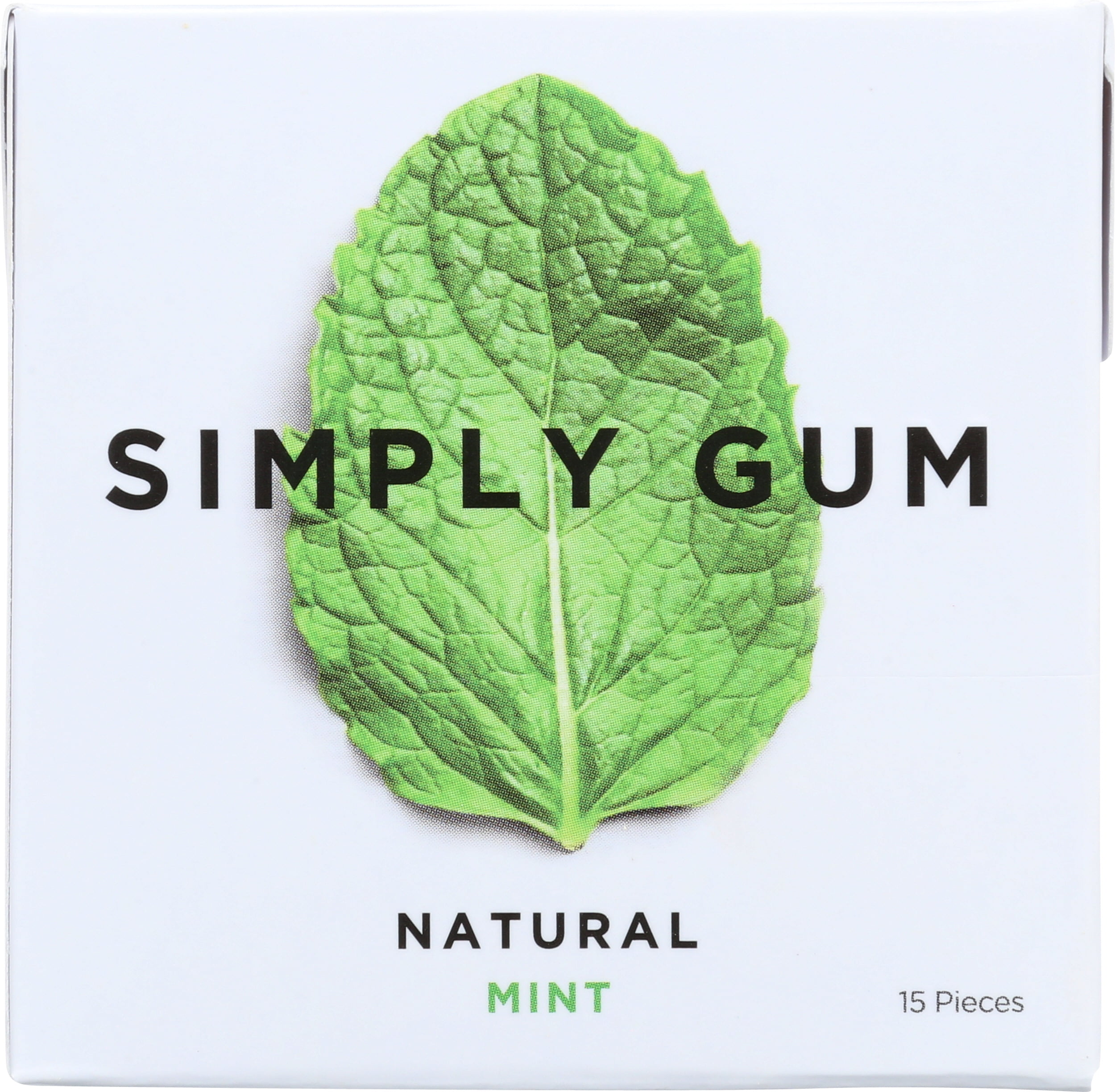 Pack of 12, Simplygum Natural Mint Chewing Gum, 15 Count