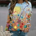 thumbnail image 1 of Nouveaux Hauts pour Femmes 2023 Mode Dames Chandail en Molleton à Manches Longues Col Rond Imprimé Blouse Pull-Over Coupe Décontractée Chandail en Molleton Oversize pour Femmes, 1 of 5
