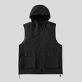 thumbnail image 2 of QATAINLAV Mens Sleeveless Golf Vest Lightweight Loose Hooded Cargo Jackets Summer Zip Up Softshell Windproof Outerwear with Pockets, Black, XXL, 2 of 7