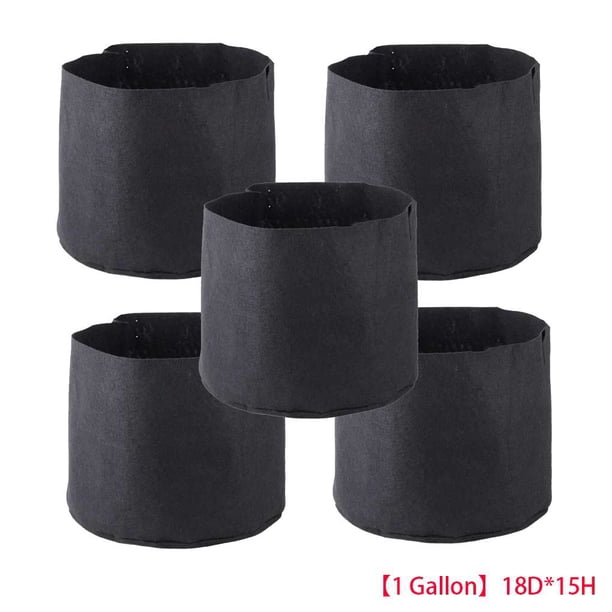 Macetas de tela no tejida transpirable Bolsas con asas de correa Bolsas para jardinería de guardería Bolsa para macetas de cultivo, 5 Unids / set Inevent JJ16507-01
