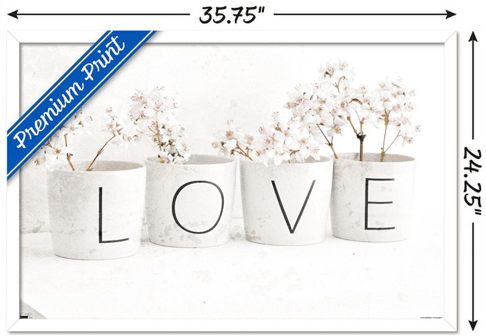 Tom Quartermaine - Love Blossom in Cups Wall Poster, 22.375" x 34", Framed