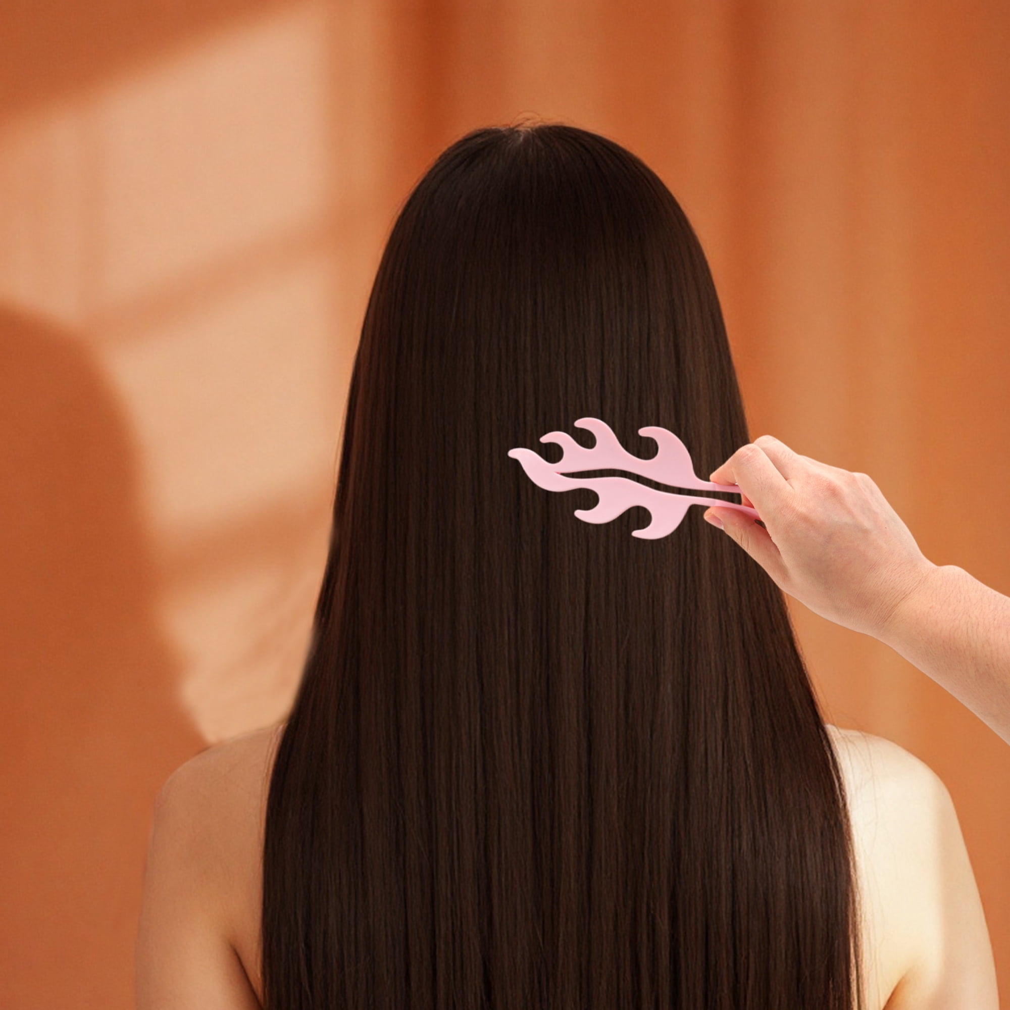 Unique Bargains 1 Pc Solid Flame Hollow Comb Hair Brush for All Hair Types Pink