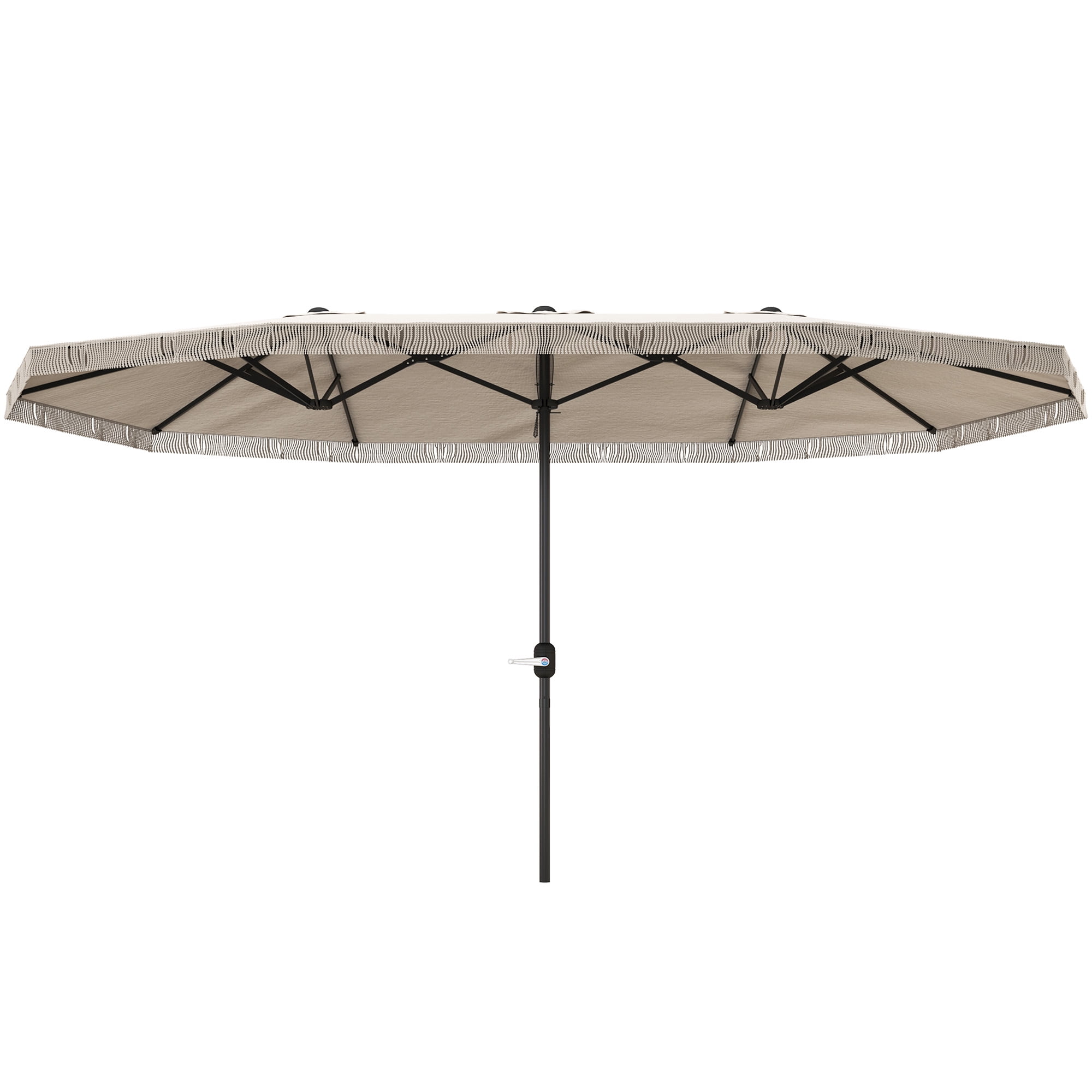 Outsunny 15ft Extra Large Patio Umbrella, UPF30+ Double-sided Rectangle Umbrella with Easy Crank Handle, 2 Vents for Garden Pool Lawn, Cream White