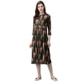 thumbnail image 1 of eloria Leaves Printed Women's Fashion Stylish Knee Length In Mandarin Neck Design Dress, 1 of 4
