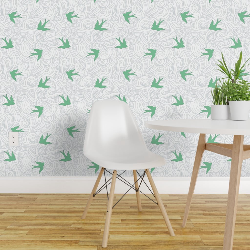 PeelandStick Removable Wallpaper Kids Green Bird Nursery