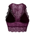 thumbnail image 3 of URBAN DAIZY Women's Seamless Racerback Lace Bra Removable Pads Sexy Floral Mesh Padded Bralette Built-in Shelf Bandeau A11_6327 Eggplant S, 3 of 7
