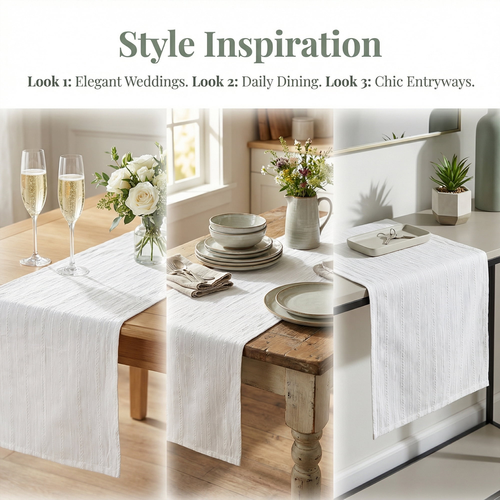 Unique Bargains Cotton Kitchen Runner for Dining Table Decoration White 11.8" x 63"