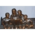 thumbnail image 3 of Nifao Mom and boys reading stories on bench bronze statue – Outdoor Garden Decor Sculpture, 53"L x 33"W x 39"H, 3 of 10