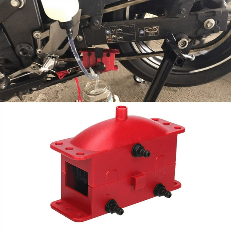 NEW Motorcycle Chain Cleaning Machine Kit Lube Device Brush Gear