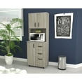 thumbnail image 2 of INVAL 3-Drawer 4-Shelf Kitchen/Microwave Storage Cabinet  in Gray Smoke Oak, 2 of 9