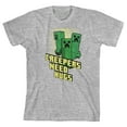 thumbnail image 1 of Minecraft Creepers Need Hugs Boy's Athletic Heather T-shirt-Medium, 1 of 1