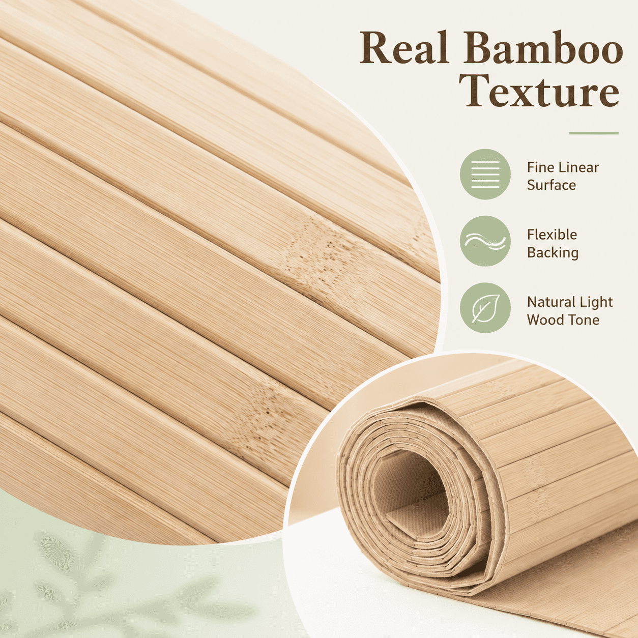 Yeslife Natural Bamboo Wall Panel Roll, 48 in x 96 in Flexible Cut-to-Fit Interior Wall Decor for Living Room and Bedroom, 32 sq ft