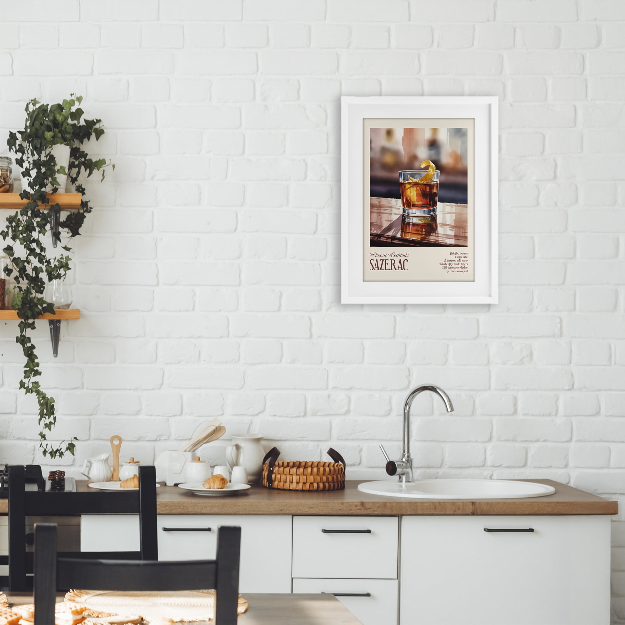 Stupell Industries Sazerac on Reflective Surface White Framed Print Under Glass, design by Andreas Magnusson
