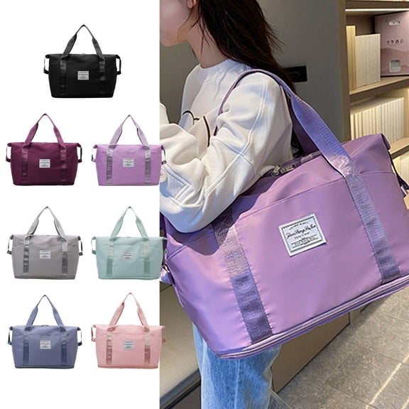 Nsxcdh Expandable Gym Duffle Bag Large Capacity Cloth 16.54x11.02in Dry Wet Separation Waterproof Weekend Travel Tote Purple Black Pink Navy Home Home Indoor Sports for women man Gift