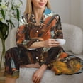 thumbnail image 4 of Salouo Western Guitar Cowboy Pattern Women's Pajamas Set Long Sleeve Button Down Sleepwear Soft Pj Lounge Sets for women 2 Piece Pjs Set with Long Pants -X-Large, 4 of 8