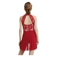thumbnail image 4 of Aislor Robe de Danse Lyrique Moderne pour Filles, Robe Justaucorps en Dentelle Florale, Jazz Latin, Ballet, Bourgogne 10, 4 of 7
