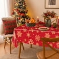 thumbnail image 4 of Luxcidy Christmas Snowflake Tablecloth, Christmas Snowflake Plastic Party Tablecloth Decorations, Gold Snowflakes Red Christmas Background Tablecloth, for Winter Christmas Holiday Party Supplies, 4 of 6
