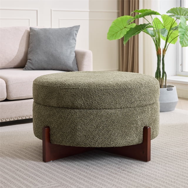 A Round Footstool With Storage,Green