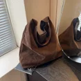 thumbnail image 2 of Bolsos de hombro informales con compartimento interior sólido y hebilla magnética, bolsos de marca con hilo de coser para mujer, bolsos de mano de tela de lana para mujer, 2 of 5