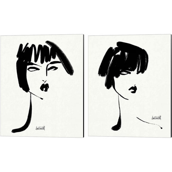 Great Art Now Brush Portrait B by Anne Tavoletti 2 Piece Canvas Art Set Each 12"W x 15"H