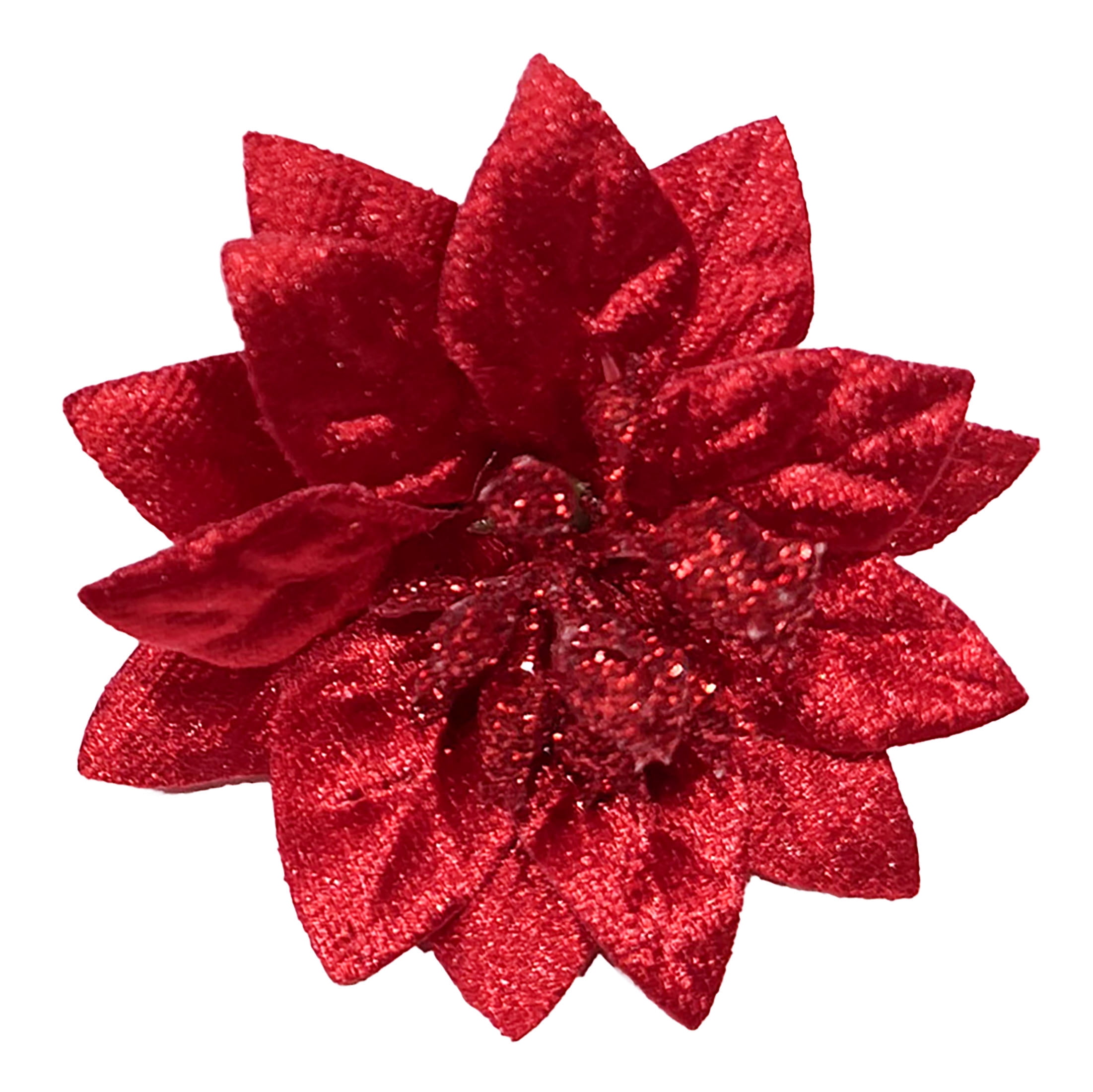 4-Count Red Poinsettia Mini Christmas Clip Ornaments, 2.5", by Holiday Time