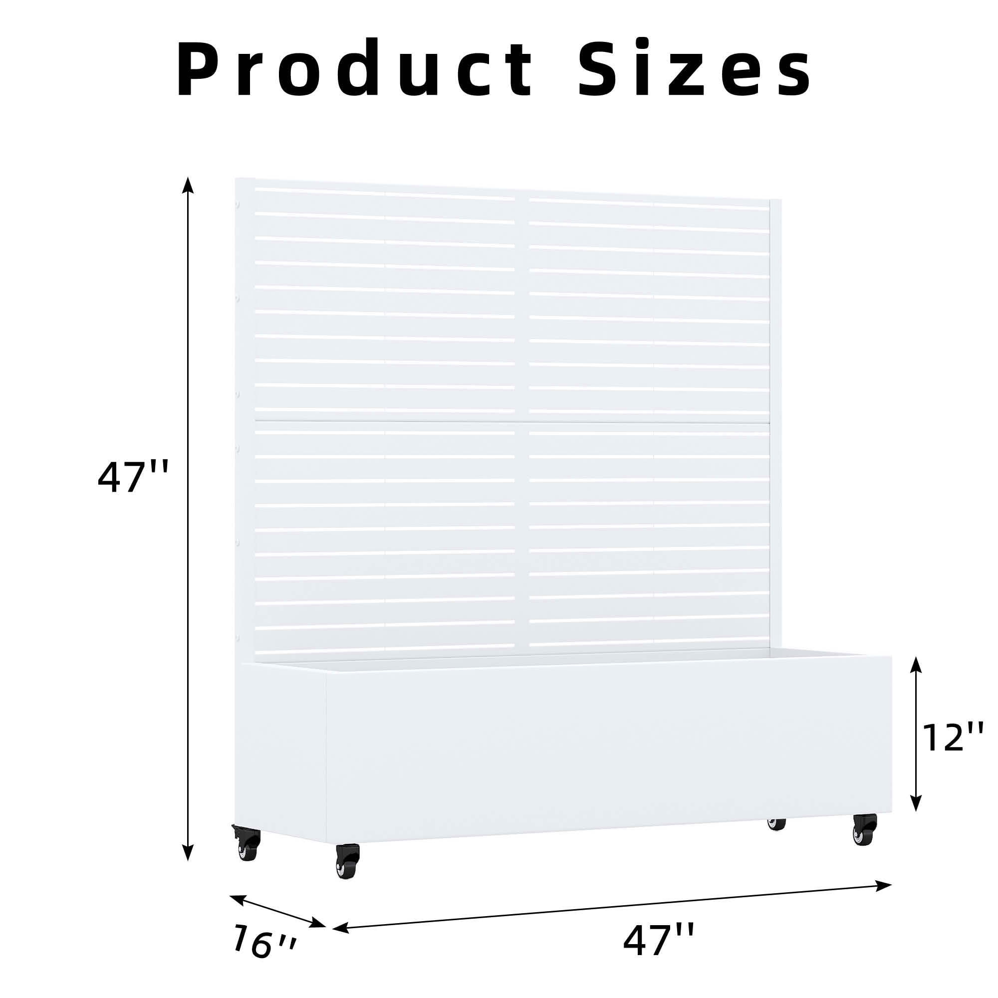 MAYEERTY 47x47x16 Inch White Metal Rectangular Planter Box with Trellis, 3 Piece Set for Outdoor Garden & Patio