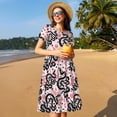 thumbnail image 4 of Balery Black Snake Vestidos sueltos de manga corta para mujer, vestidos de verano 2025, vestidos casuales de corte A con vuelo., 4 of 6