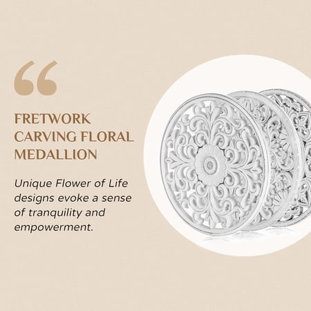 HANOBE WHITE WALL DECOR CARVED MEDALLION – RUSTIC WOOD WALL ART DECORATIVE DISTRESSED HANGING DECORATIONS FARMHOUSE HOME DECORATION FOR LIVING ROOM BEDROOM KITCHEN BATHROOM SET OF 3