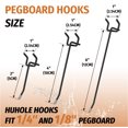thumbnail image 5 of HUHOLE Pegboard Hooks, Fit 1/4" or 1/8" Pegboard, Steel, Black Powder-Coated, 4inch 50PC, 5 of 9
